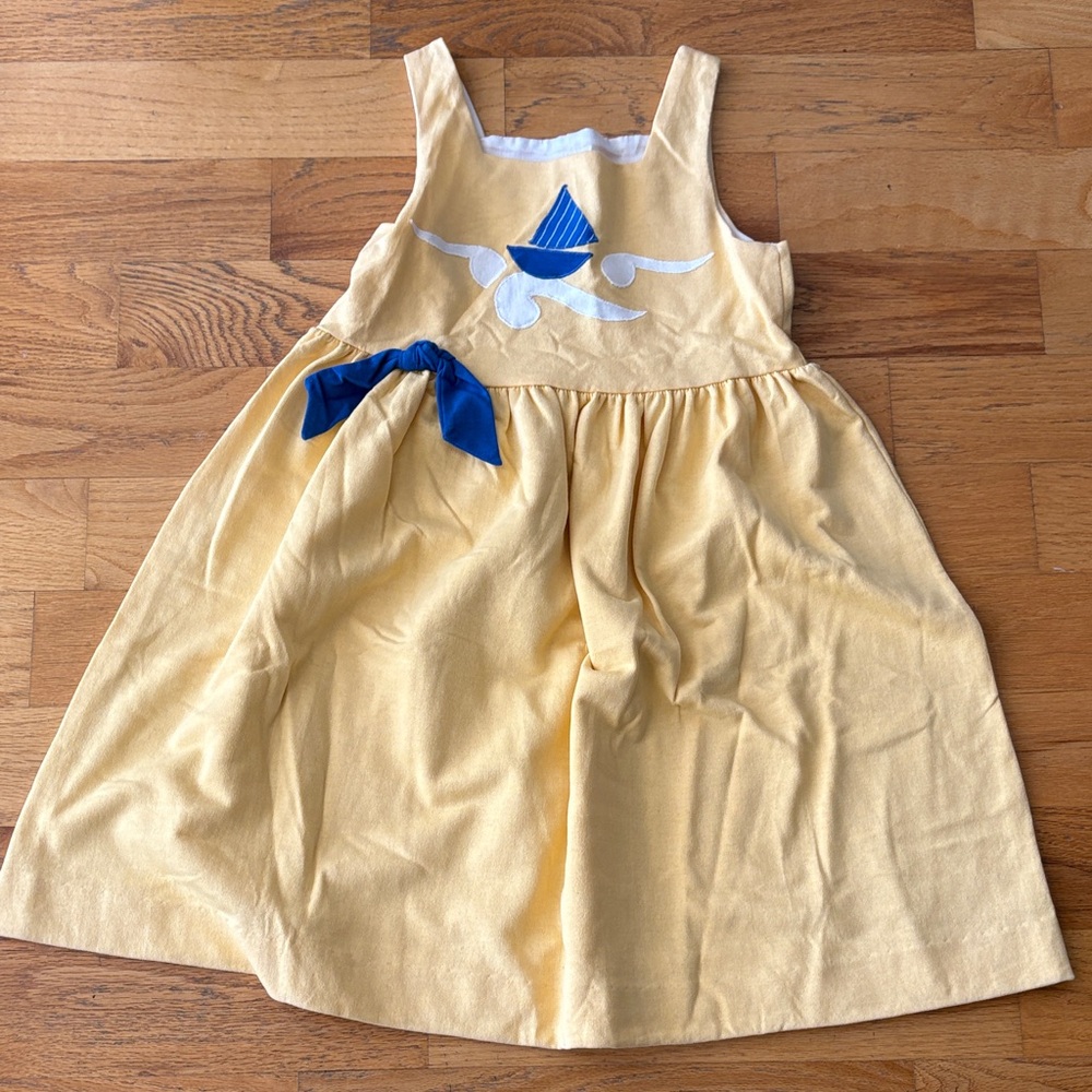 Chocolate soup Yellow girls dress with Blue Accents 6